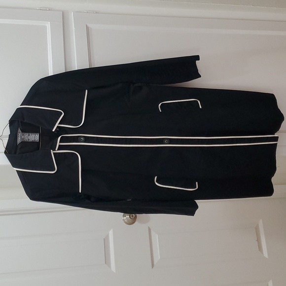 Black Trench coat with Cream Trim - Picture 1 of 5